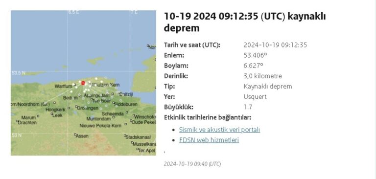 Hollanda’nın Kuzeyinde Deprem