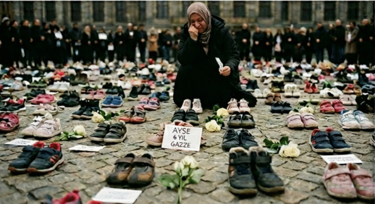 gazzede ölen çocuklar için sessiz eylem