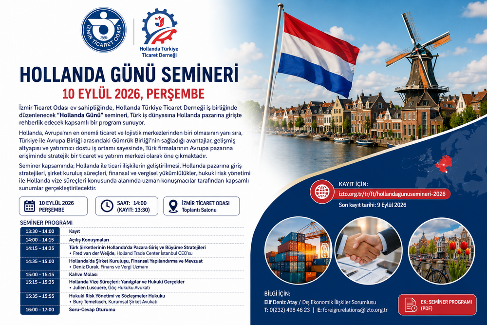 Hollanda Günü Semineri İzmir’de Düzenleniyor: Türk Şirketlerine Avrupa Pazarına Açılma Fırsatları Anlatılacak